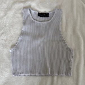 MINKPINK Light Gray Ribbed Crop Top